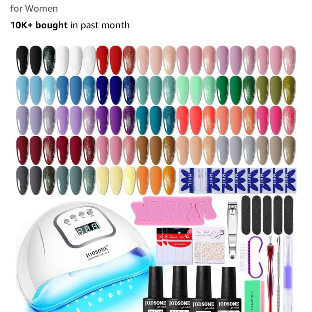 Nail Art Kit with LED Lamp - Multi-Color